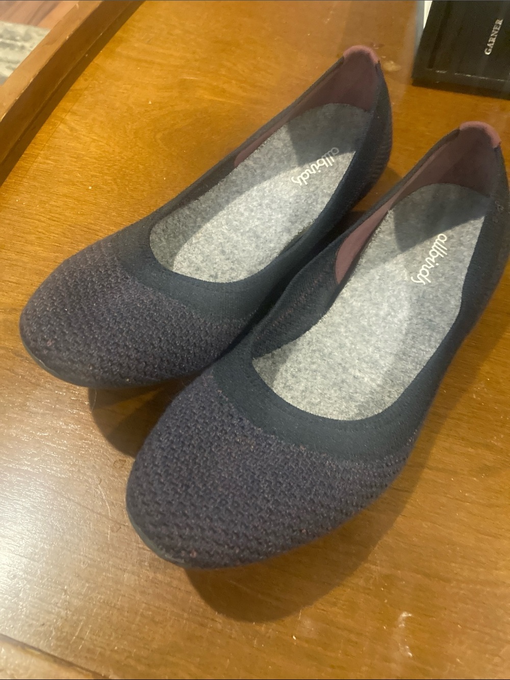 allbirds Navy Knit Ballet Flats with Gray Insole